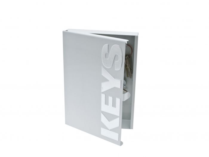 Key box Typographic metal white w. silver letters - 1