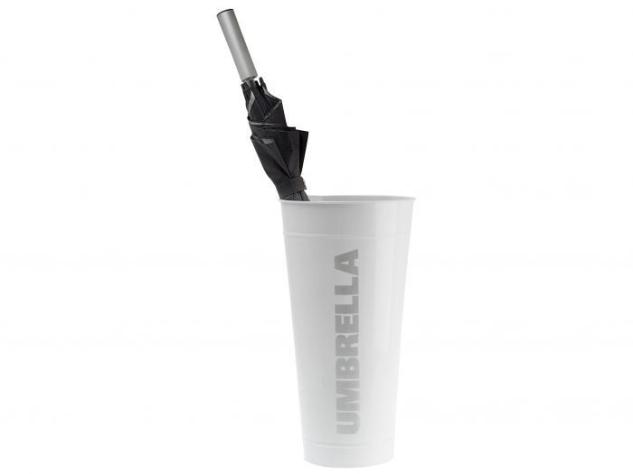 Umbrella holder Typographic white w. silver zinc - 1