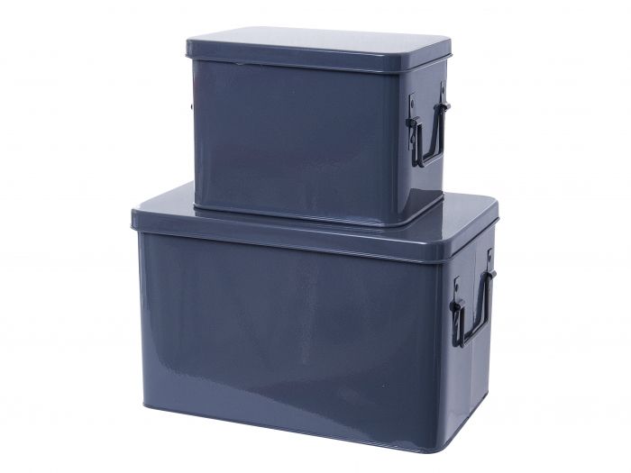 Storage boxes set metal anthracite grey - 1