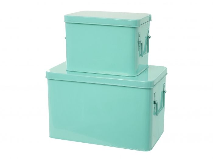 Storage boxes set metal mint green - 1