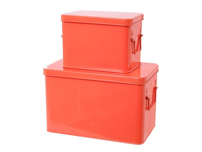 Storage boxes set metal neon orange - 1