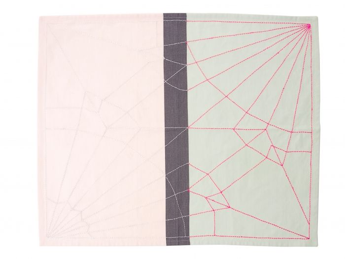 Tea towel Crane blush colours, neon pink accent - 1