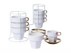 Espresso tower Fortune ceramic white w. gold - 3