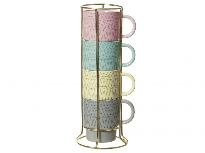 Cappuccino set Gem ceramic, 4 coloured mugs - 1
