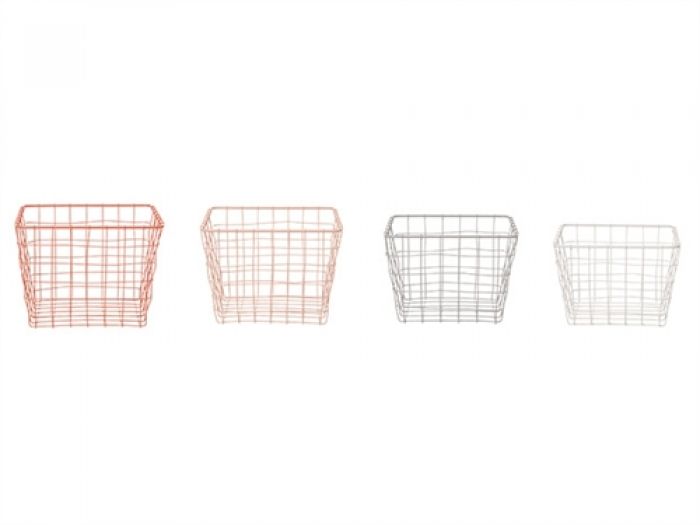 Basket set Linea square metal wire soft tones - 1
