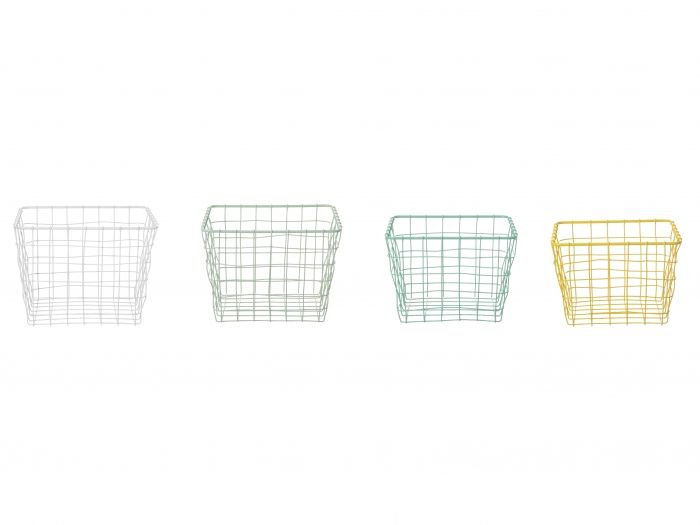 Basket set Linea square metal wire bright tones - 1