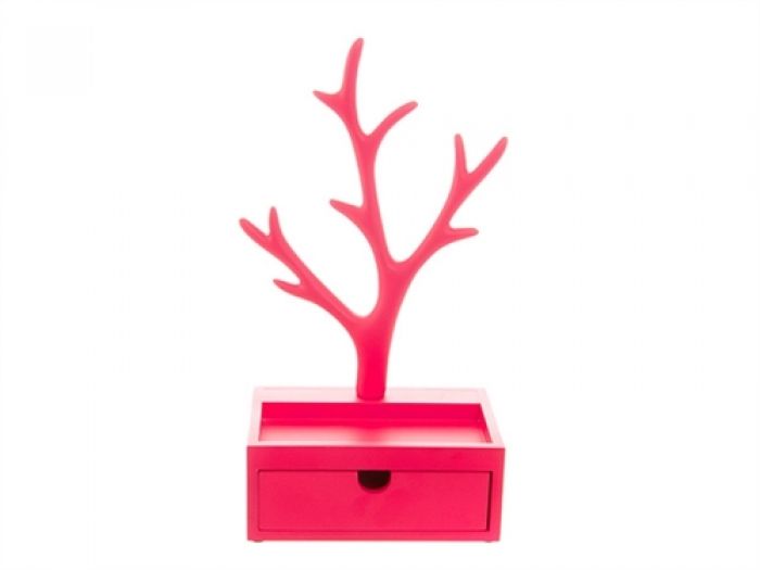Jewellery Tree w. drawer neon pink - 1
