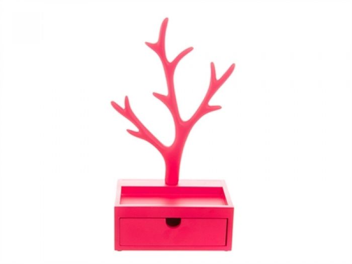 Jewellery Tree w. drawer neon pink - 1