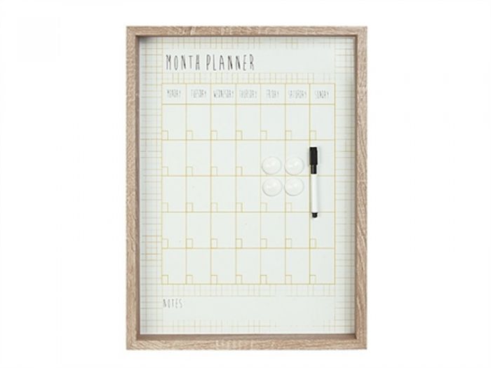 Month planner white board, wooden frame - 1
