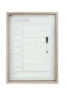 Week planner white board, wooden frame