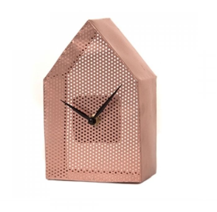 Wall clock Mesh House metal copper - 1