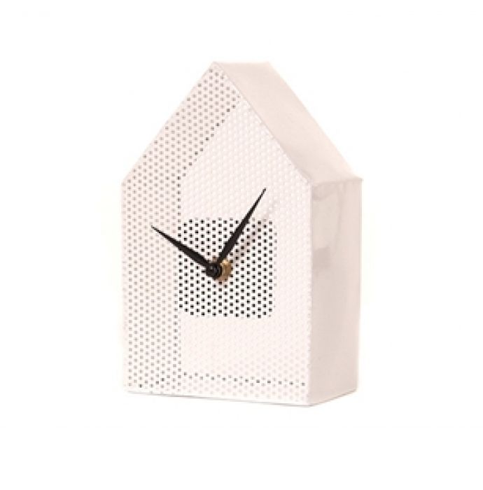 Wall clock Mesh House metal white - 1