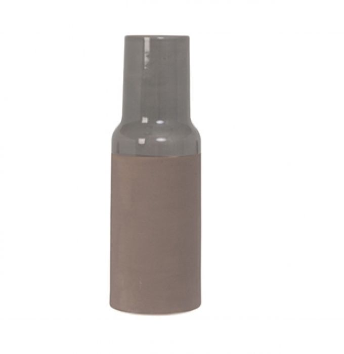 Vase Native rough taupe w. mouse grey - 1
