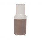 Vase Native rough taupe w. white