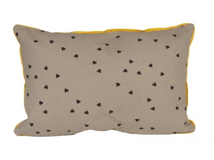 Cushion Confetti Hearts grey rectangle, BOX32 Des. - 1