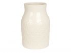 Vase Hexagon ceramic white carved large