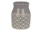 Vase Hexagon ceramic grey carved medium