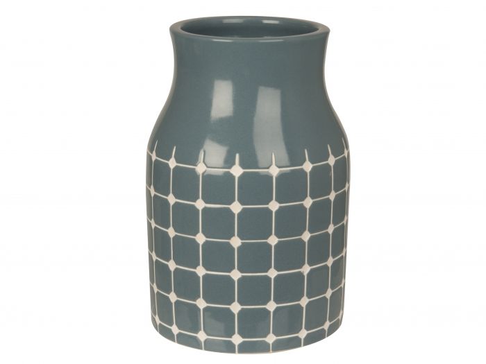 Vase Tiles ceramic jeans blue carved large - 1