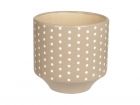 Plant pot Dots warm grey carved ceramic large