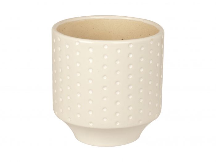 Plant pot Dots white carved ceramic medium - 1