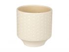 Plant pot Dots white carved ceramic medium