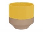 Plant pot Native large rough taupe w. ochre yellow