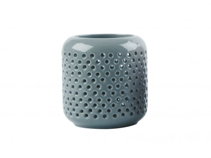 Tea light holder Grid ceramic jeans blue - 1