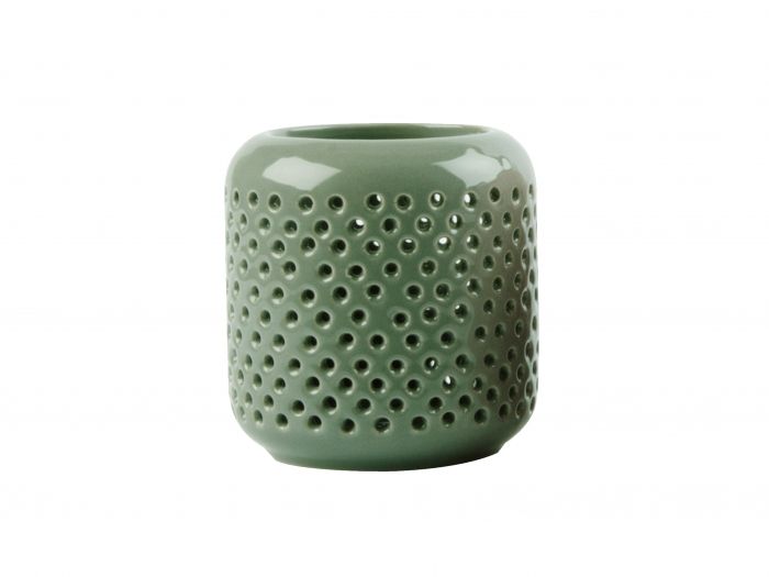 Tea light holder Grid ceramic jungle green - 1