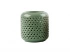 Tea light holder Grid ceramic jungle green