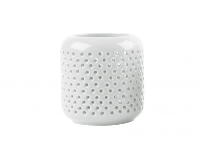 Tea light holder Grid ceramic white - 1