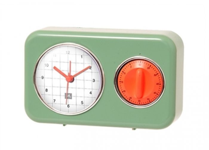 Clock with kitchen timer Nostalgia jade green - 1