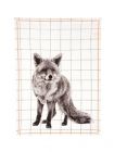 Tea towel Grid Fox w. cotton neon stitch