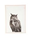 Tea towel Plain White Owl cotton w. neon stich