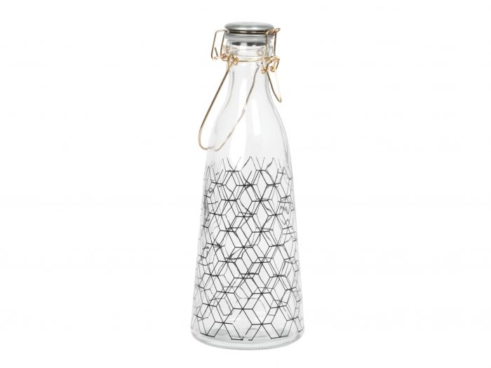 Bottle Hexagon Pattern glass, gold plated clip - 1
