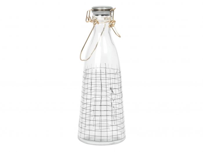 Bottle Squares Pattern glass, gold plated clip - 1