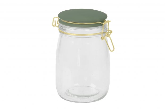 Storage jar Candy glass large, jungle green lid - 1