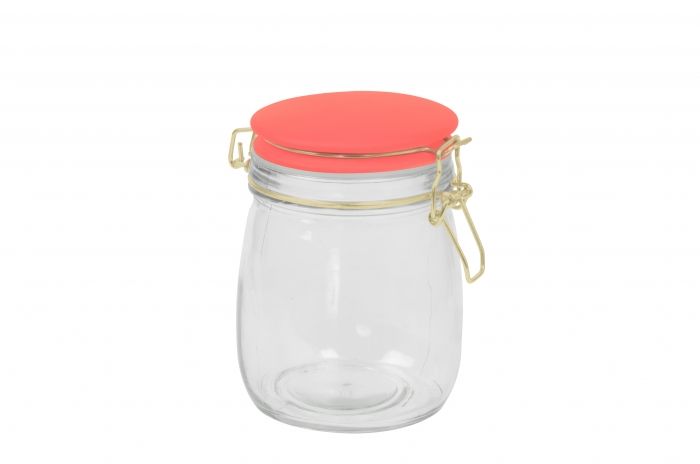 Storage jar Candy glass medium, neon orange lid - 1