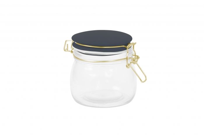 Storage jar Candy glass small, night blue lid - 1