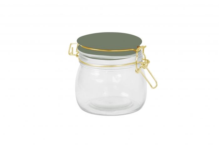 Storage jar Candy glass small, jungle green lid - 1