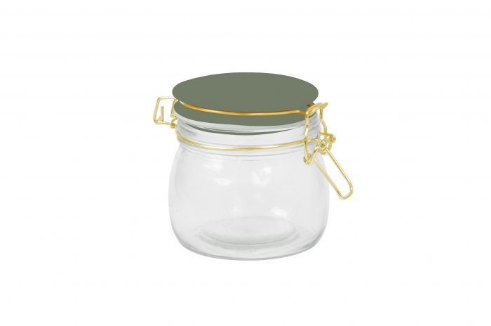 Storage jar Candy glass small, jungle green lid - 1