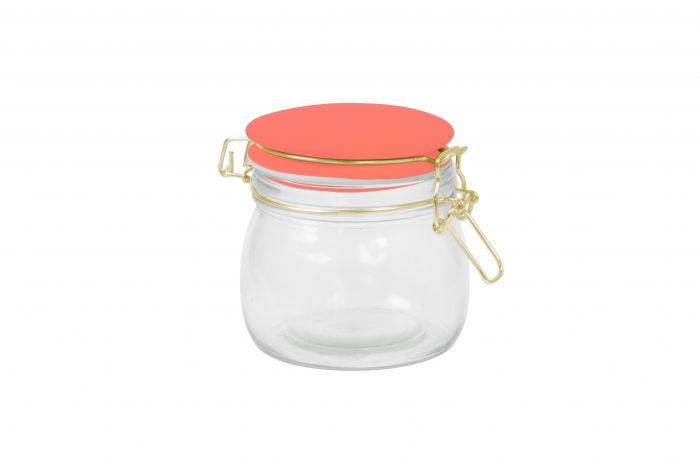 Storage jar Candy glass small, neon orange lid - 1