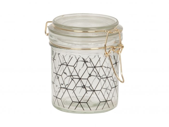 Storage jar Hexagon Pattern black glass medium - 1