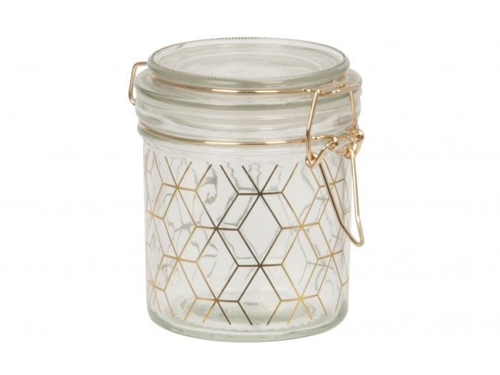 Storage jar Hexagon Pattern gold glass medium - 1