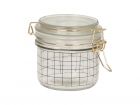 Storage jar Grid Pattern black glass small