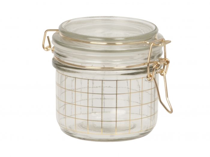 Storage jar Grid Pattern gold glass small - 1