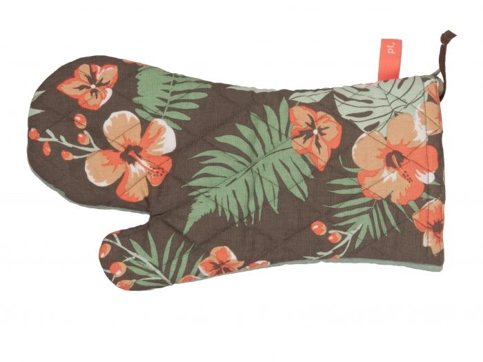 Oven glove Floral cotton dusk blue - 1