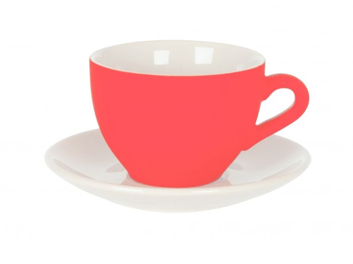 Coffee cup Silk neon orange w. white saucer - 1
