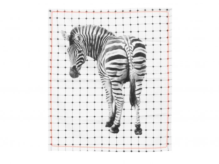 Tea towel Tiles Zebra w. cotton neon stitch - 1