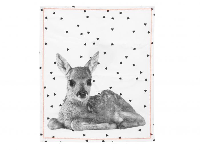 Tea towel Hearts Deer w. cotton neon stitch - 1