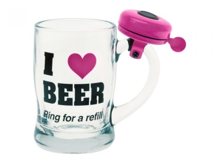 Beer glass I Love Beer w. pink bell - 1